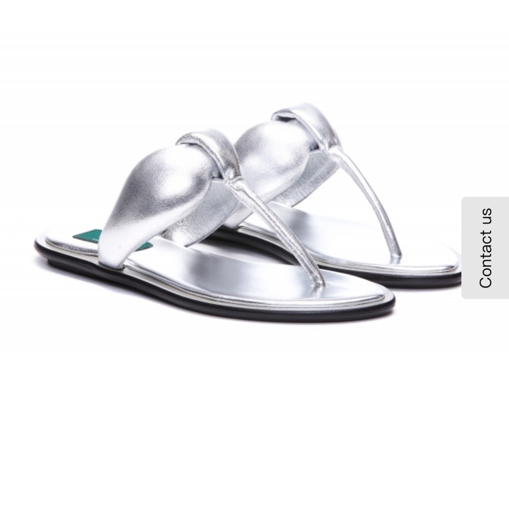 Emilio Pucci Silver Metallic Thong Sandals